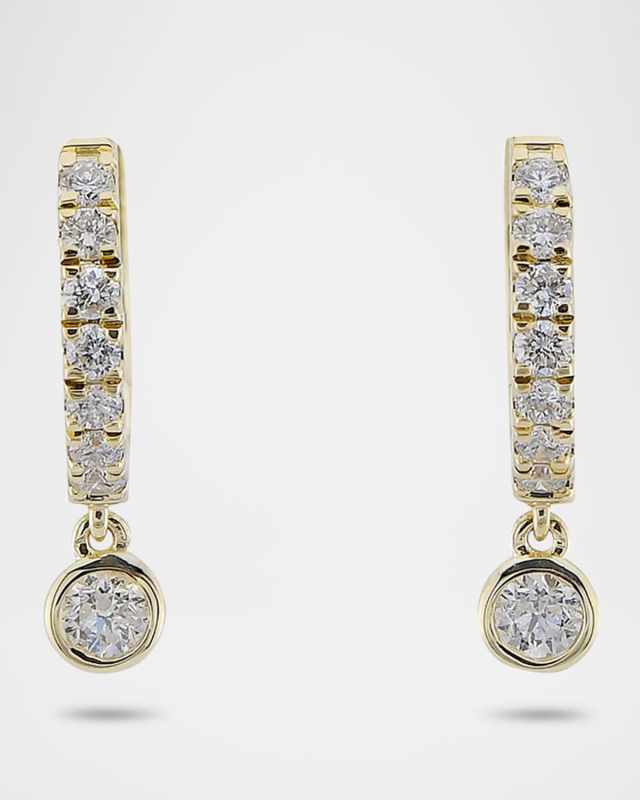 Pave Bezel Drop Huggie Earrings